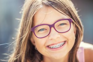 little girl with brace